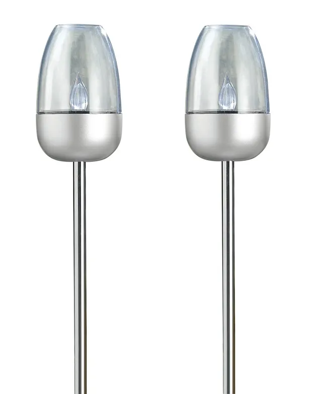 Bonetti Gartenfackel Solar 2er Set Edelstahl gelb 112 cm