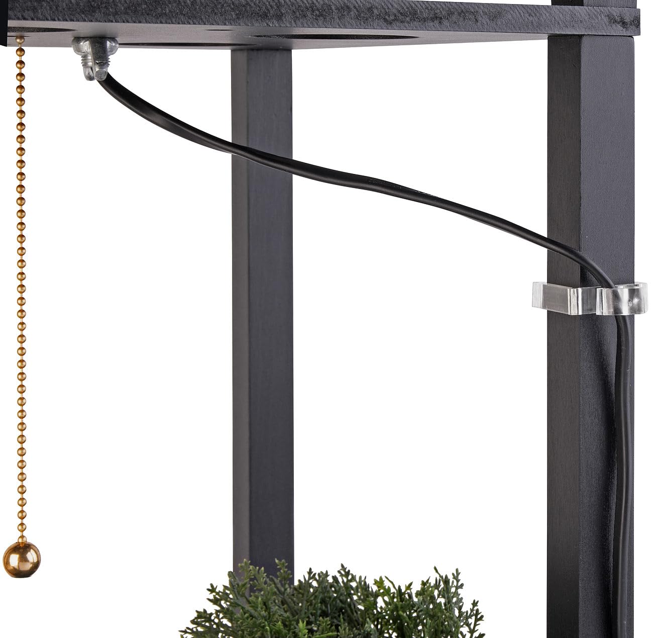 Lunartec Stehlampe Holz Regal schwarz E27 160 cm Stehleuchte