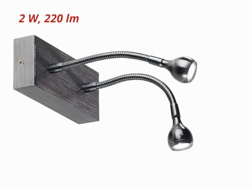 Lunartec LED Bett-Doppelleuchte Schwanenhals Wand 2 W