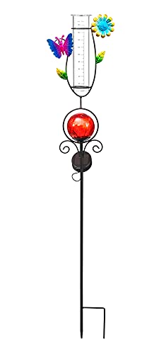 Bonetti Solar Lights Regenmesser LED rot Schmetterling 93 cm
