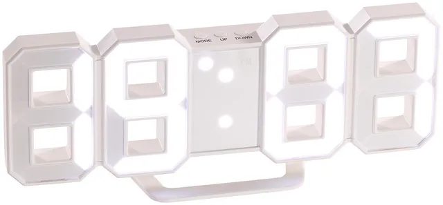 Lunartec LED-Uhren 3D Digital-Wanduhr LED weiß Netzteil
