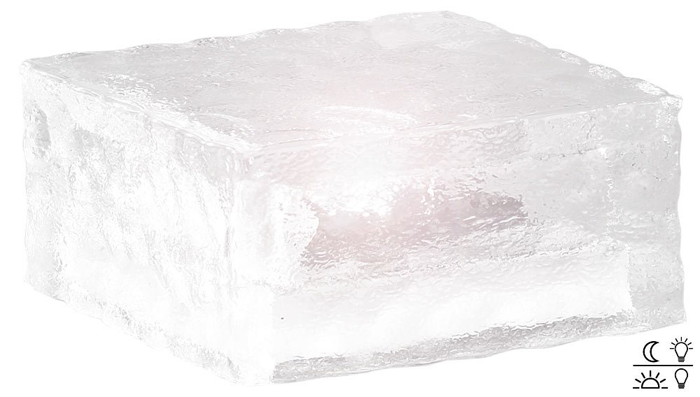 Lunartec Außenbeleuchtung Solar-Glasbaustein 10x10cm warmweiß
