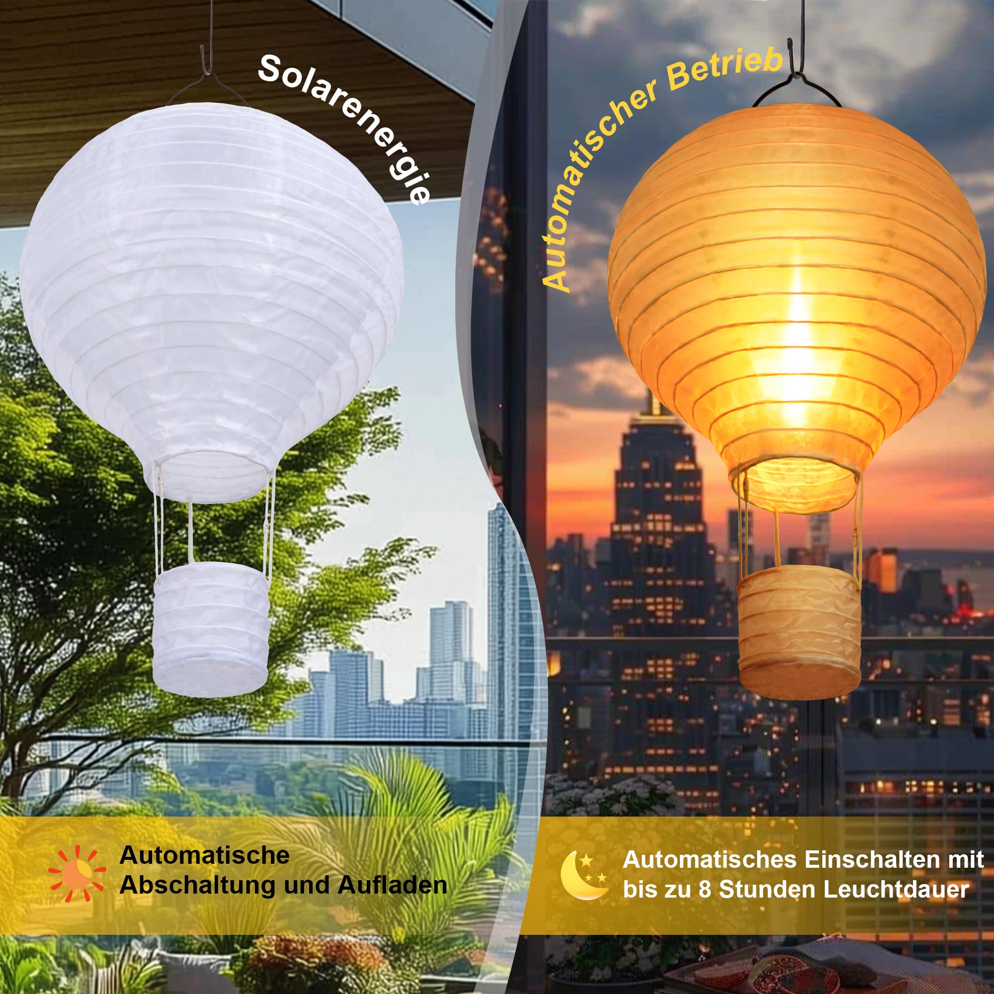 Qedertek Lighting Solarlampions 30cm warmweiß 2 Stück