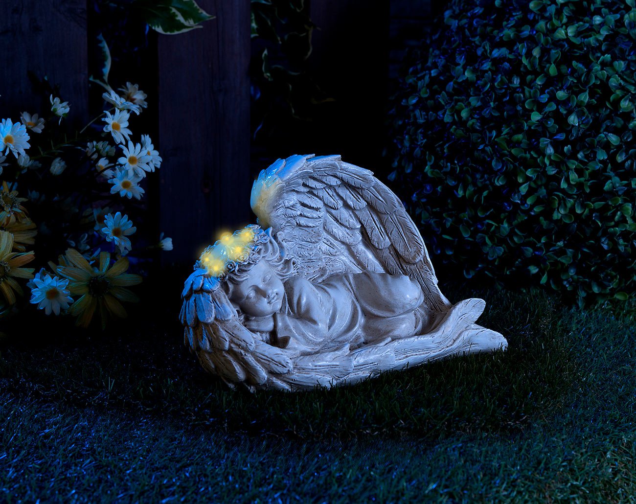 Lunartec Solar-Engel Grablicht LED Schutzengel 16cm