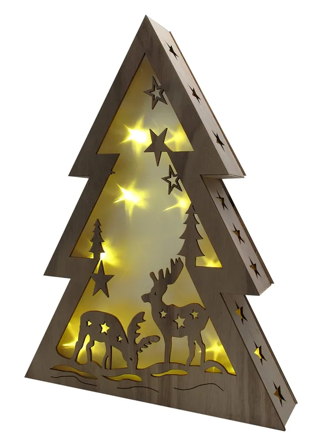 Bonetti Tanne LED Dekoleuchte Holz 10 LEDs warmweiß 3D