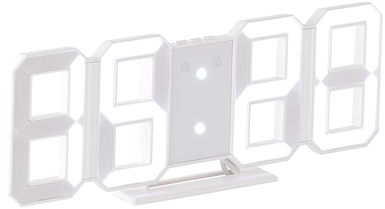 Lunartec LED-Uhren Jumbo-Digitaluhr Wand 28 cm mit Wecker