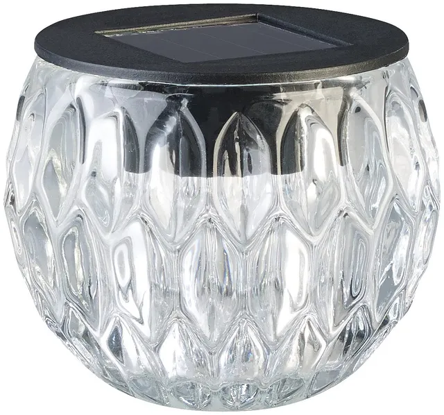 Lunartec Außenbeleuchtung Solar-LED-Windlicht Liora Glas IP44
