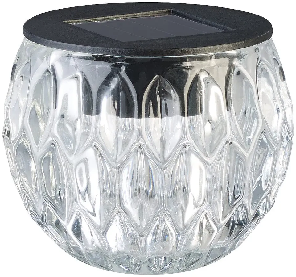 Lunartec Außenbeleuchtung Solar-LED-Windlicht Liora Glas IP44