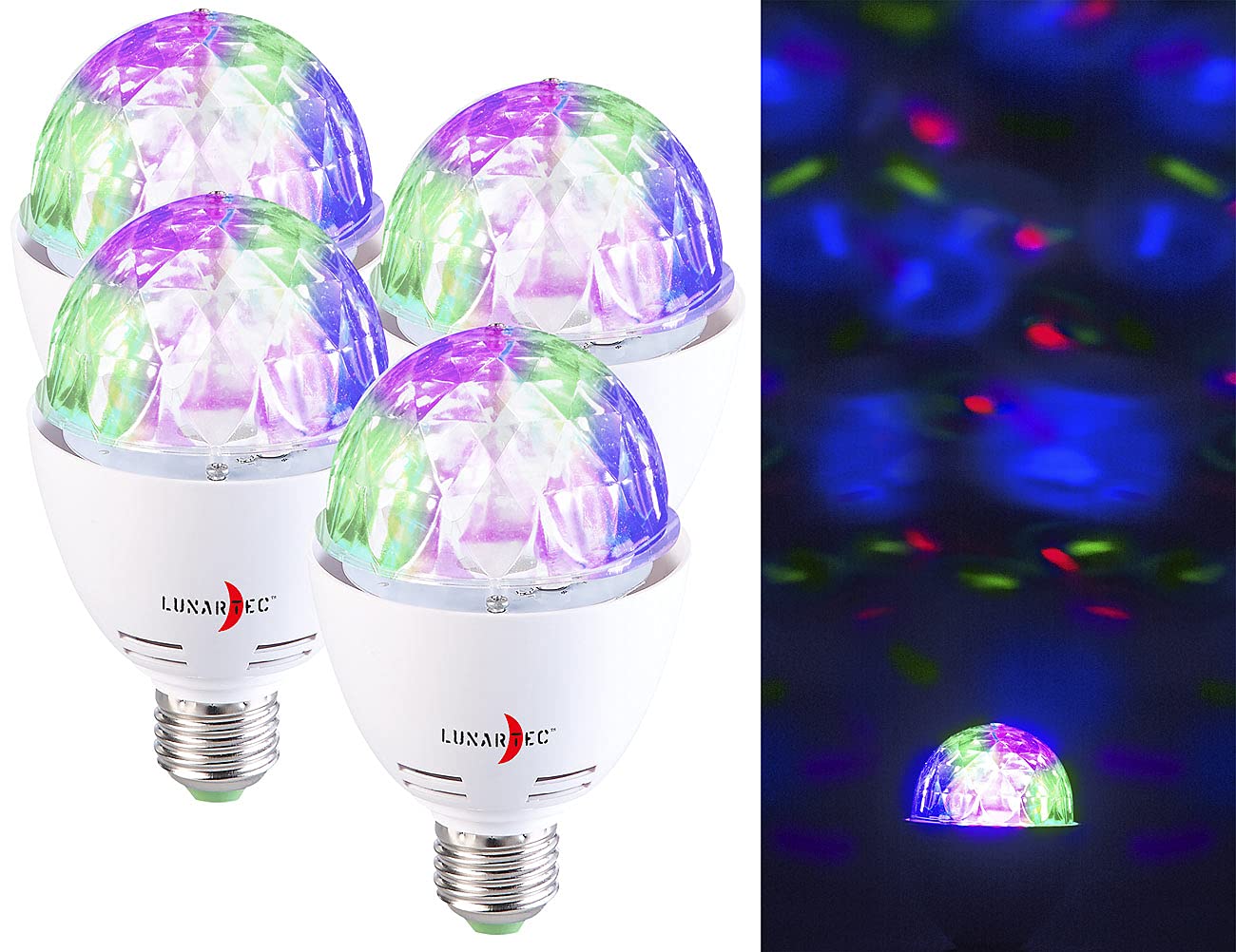 Lunartec Leuchtmittel Partylicht Disco-LED 4er-Set E27 RGB