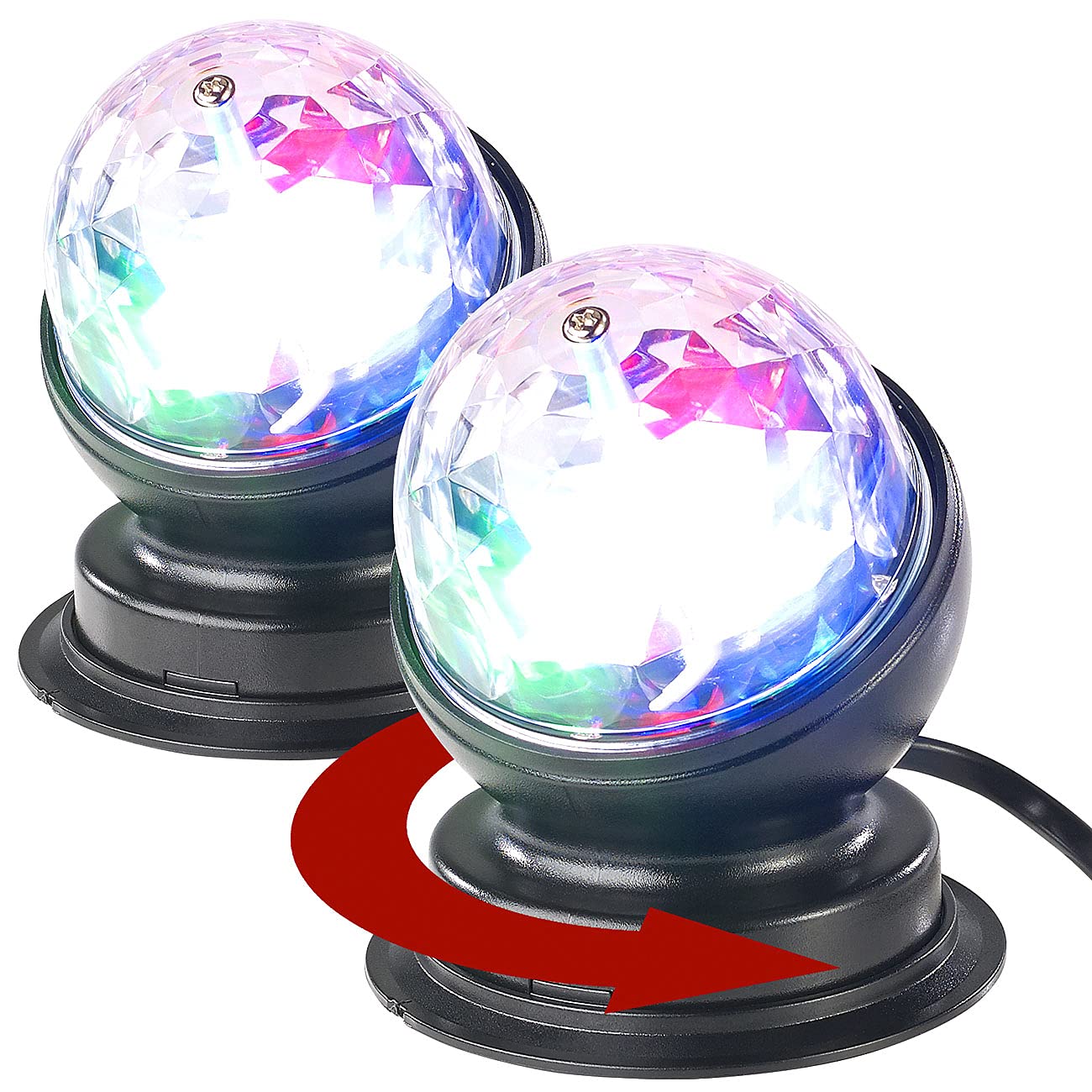 Lunartec Licht-Dekoration Disco-Leuchte 360° RGB 2er-Set 3W