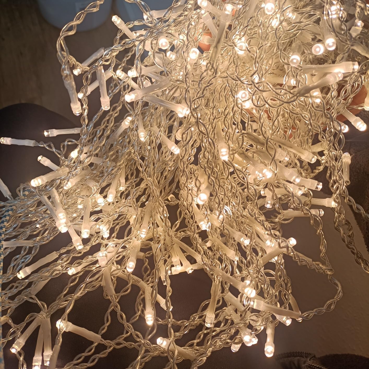 elktry Eisregen Lichterkette 20m 800 LED warmweiß mit Timer