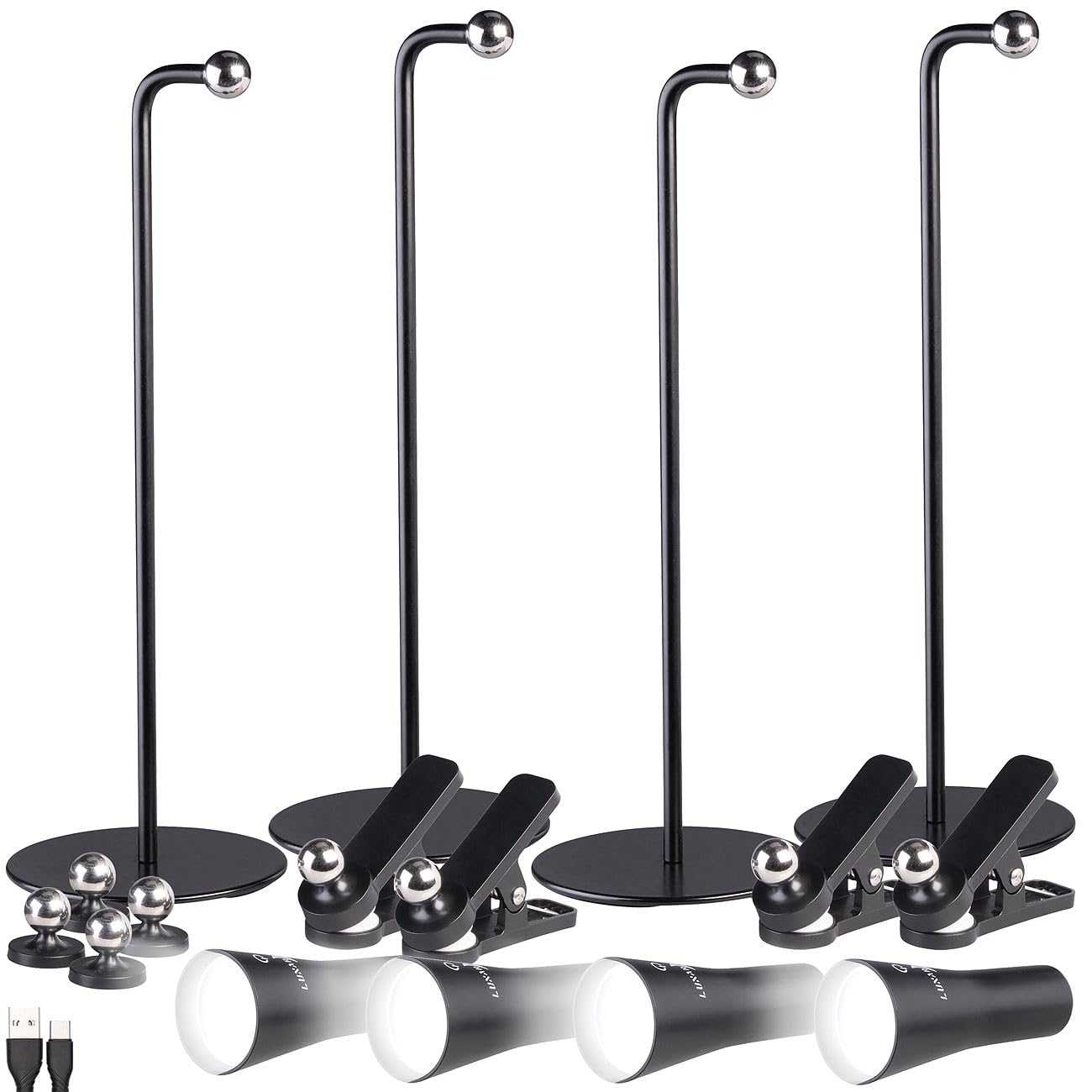 Lunartec Taschenlampen 4in1 Arbeitsleuchte schwarz 4er-Set 150lm