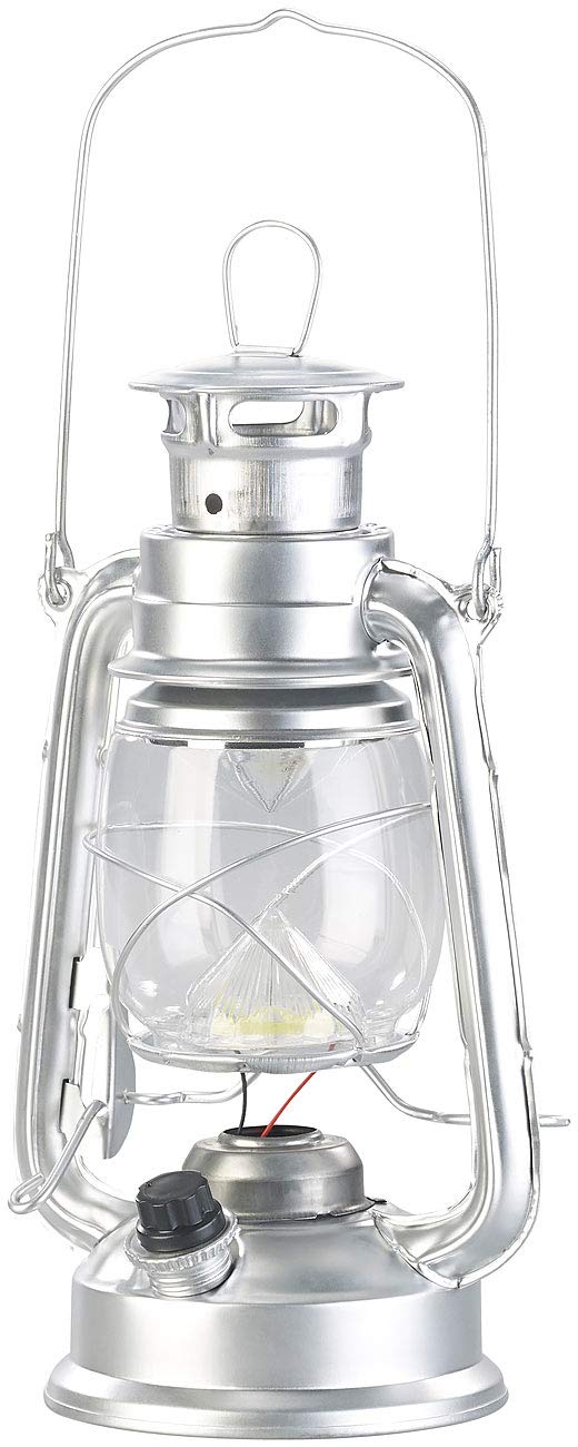 Lunartec Taschenlampen LED-Sturmlaterne silbern 200 lm batteriebetrieben