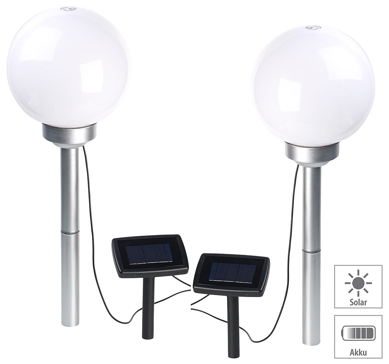 Lunartec Licht-Dekoration Solar-LED-Leuchtkugel Ø20cm 2er-Set