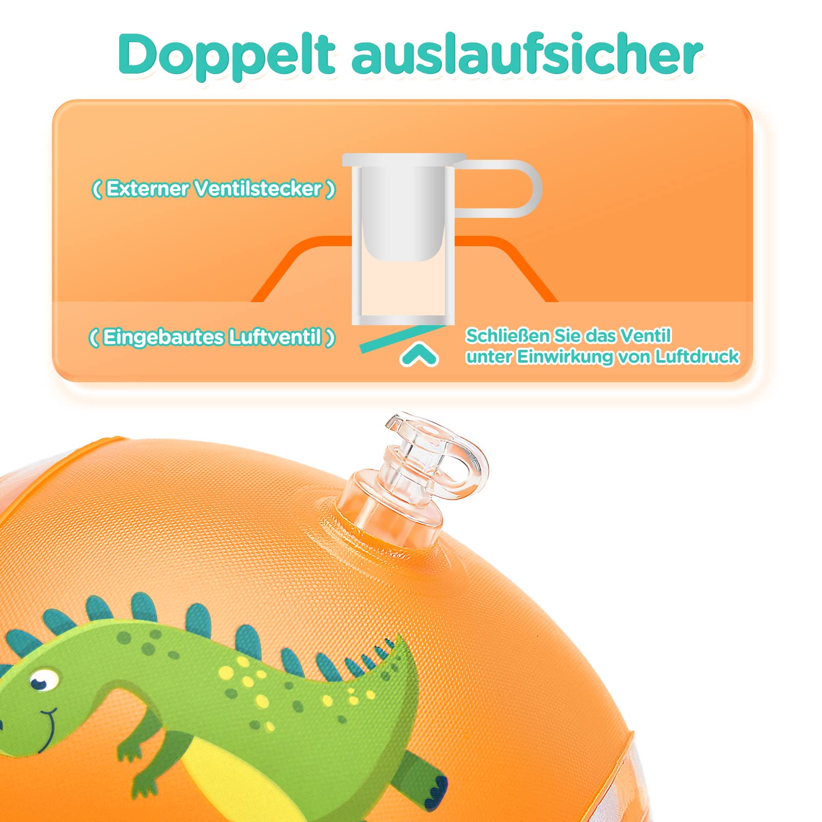 WEARXI Schwimmhilfen Schwimmflügel Orange 1-6 Jahre 5-25 kg