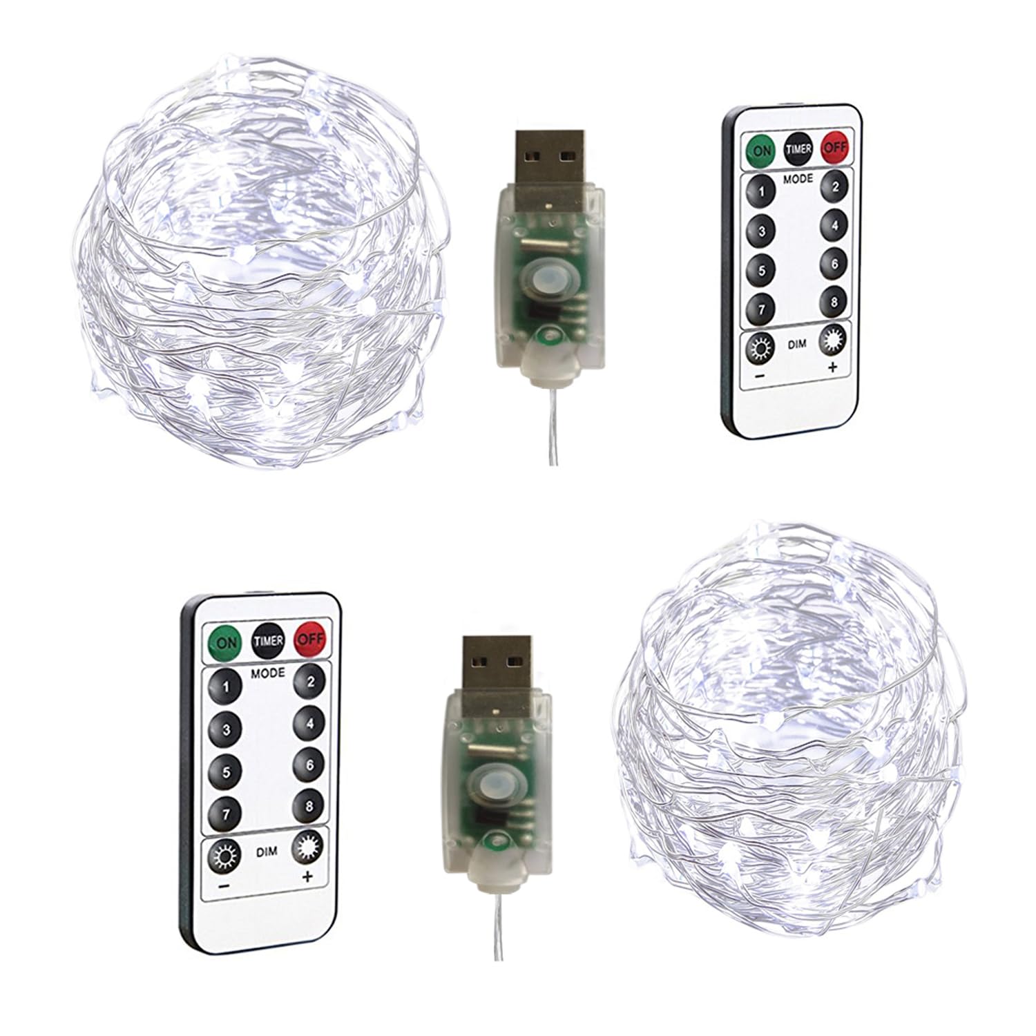 Bxroiu USB Lichterkette 10 m 100 LED Draht Warmweiß 2er