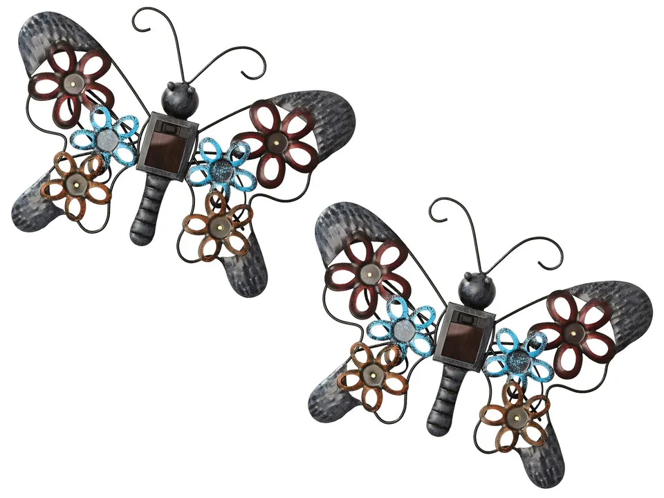 Bonetti Solar Lights Wanddekoration 2er-Set Schmetterling