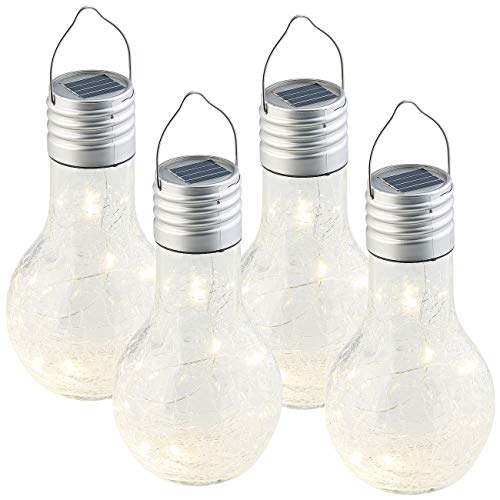 Lunartec Leuchtmittel Solar-Glühbirne Crackle warmweiß 4er-Set