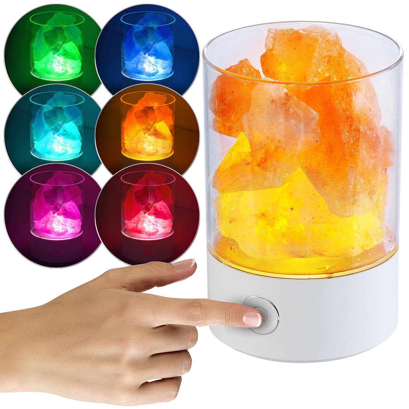 Lunartec Licht-Dekoration Salzkristall-Leuchte RGB USB 3W