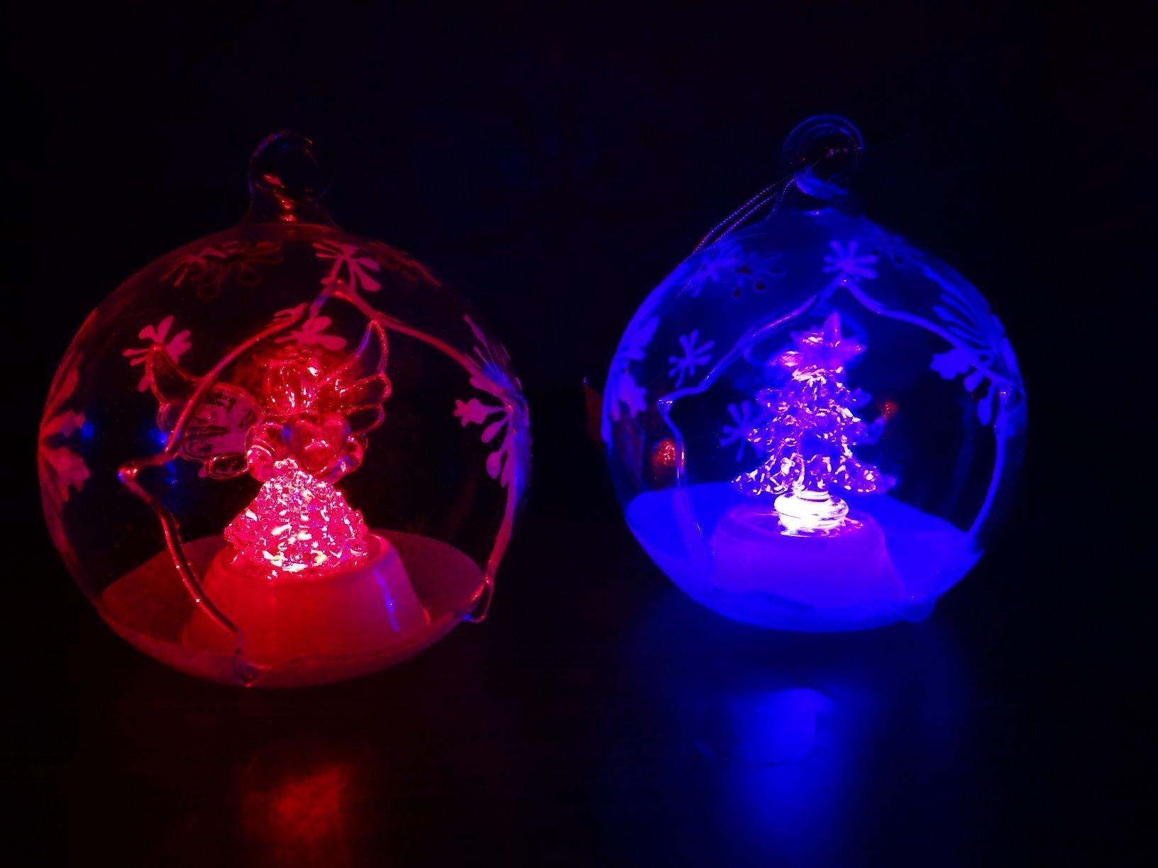 Lunartec Weihnachtskugeln LED-Glas 2er-Set Farbwechsel