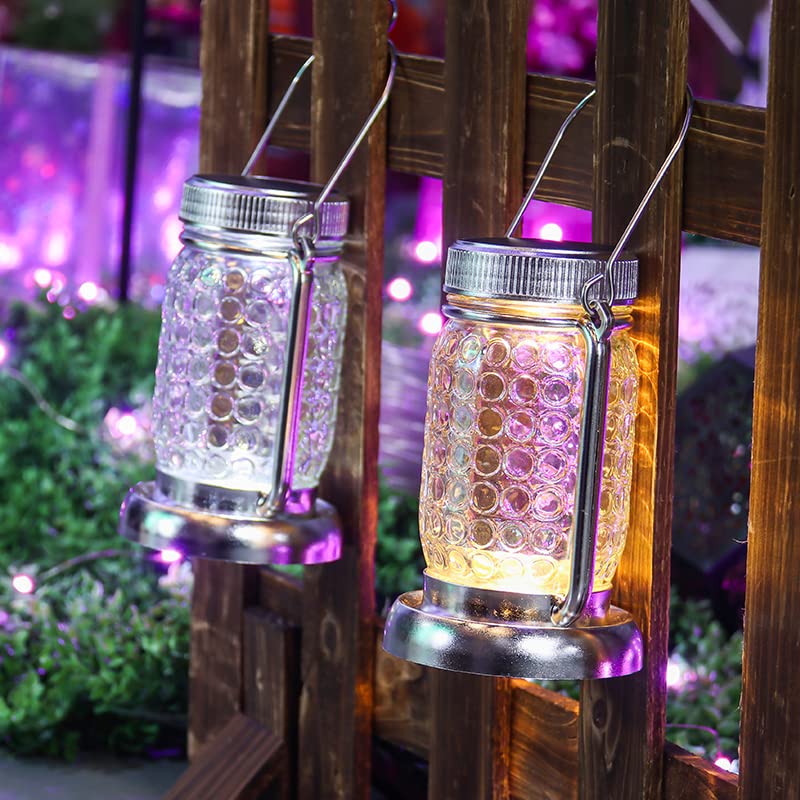 Bxroiu Solar Laterne Glas mehrfarbig 2er-Set mit Erdspieß