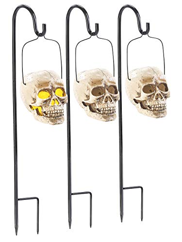 Lunartec Licht-Dekoration Halloween Schädel-Leuchte Solar 3er-Pack gelb