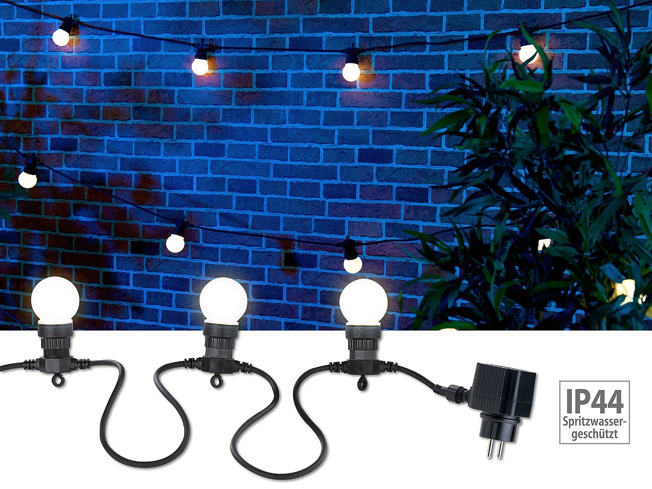 Lunartec Licht-Dekoration Lichterkette 20 LEDs 13 m IP44 außen