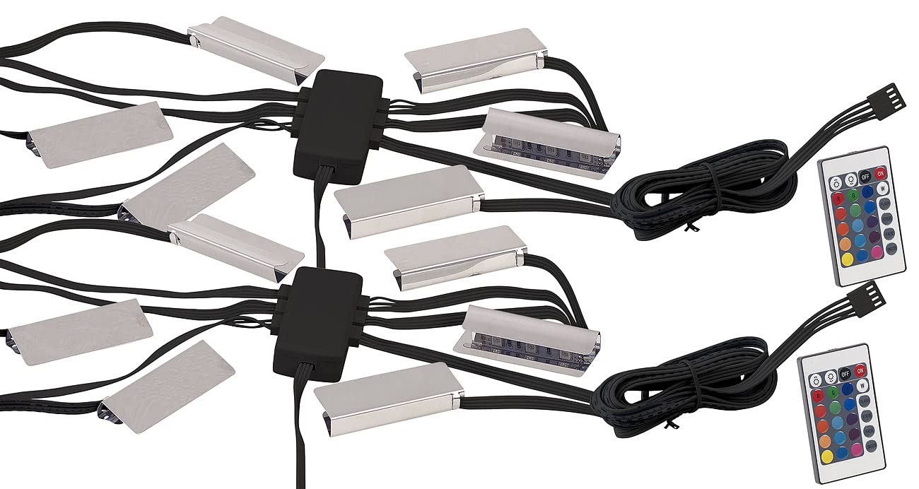 Lunartec Innenbeleuchtung LED-Glasbodenbeleuchtung 2er-Set RGB