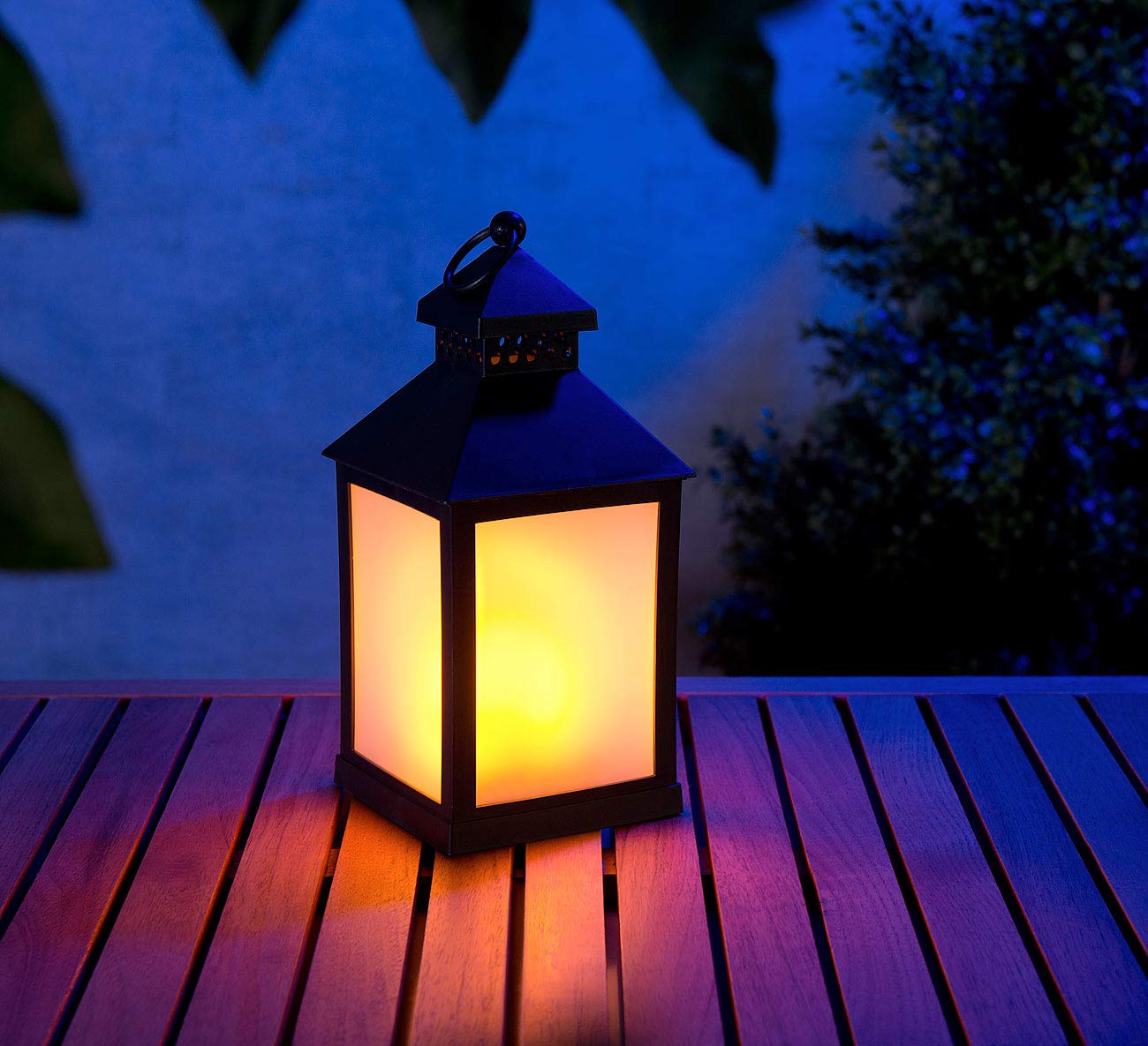 Lunartec Außenbeleuchtung LED-Laterne Flammenspiel 2er-Set schwarz