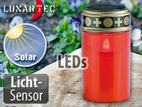 Lunartec Licht-Dekoration Solar Grablicht rot mit Sensor