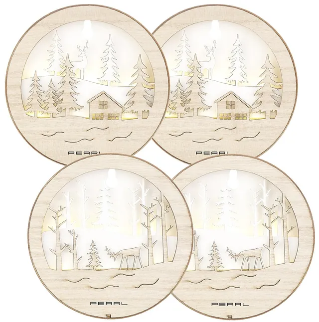 Lunartec Innenbeleuchtung Holzbilder LED warmweiß 4er-Set