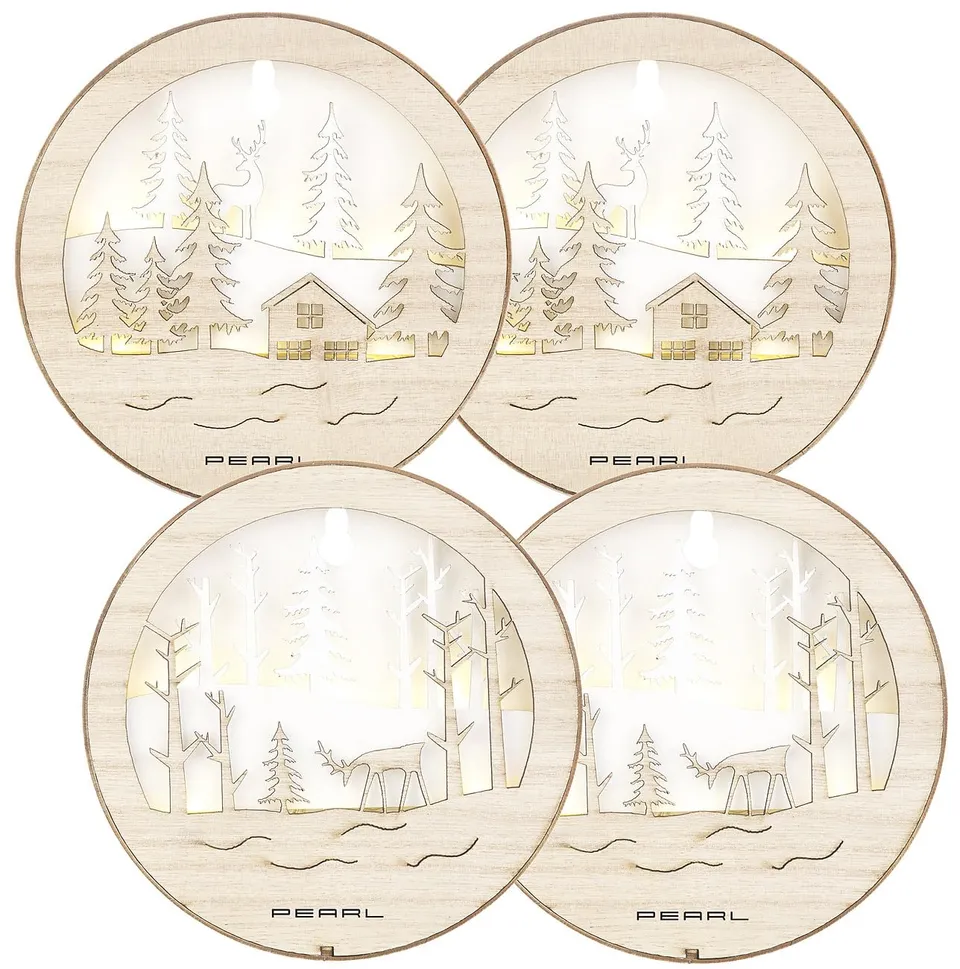 Lunartec Innenbeleuchtung Holzbilder LED warmweiß 4er-Set