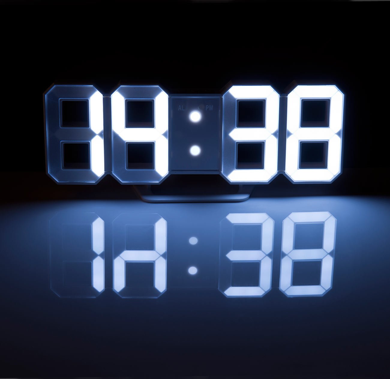 Lunartec LED-Uhren 3D Digital-Wanduhr LED weiß Netzteil