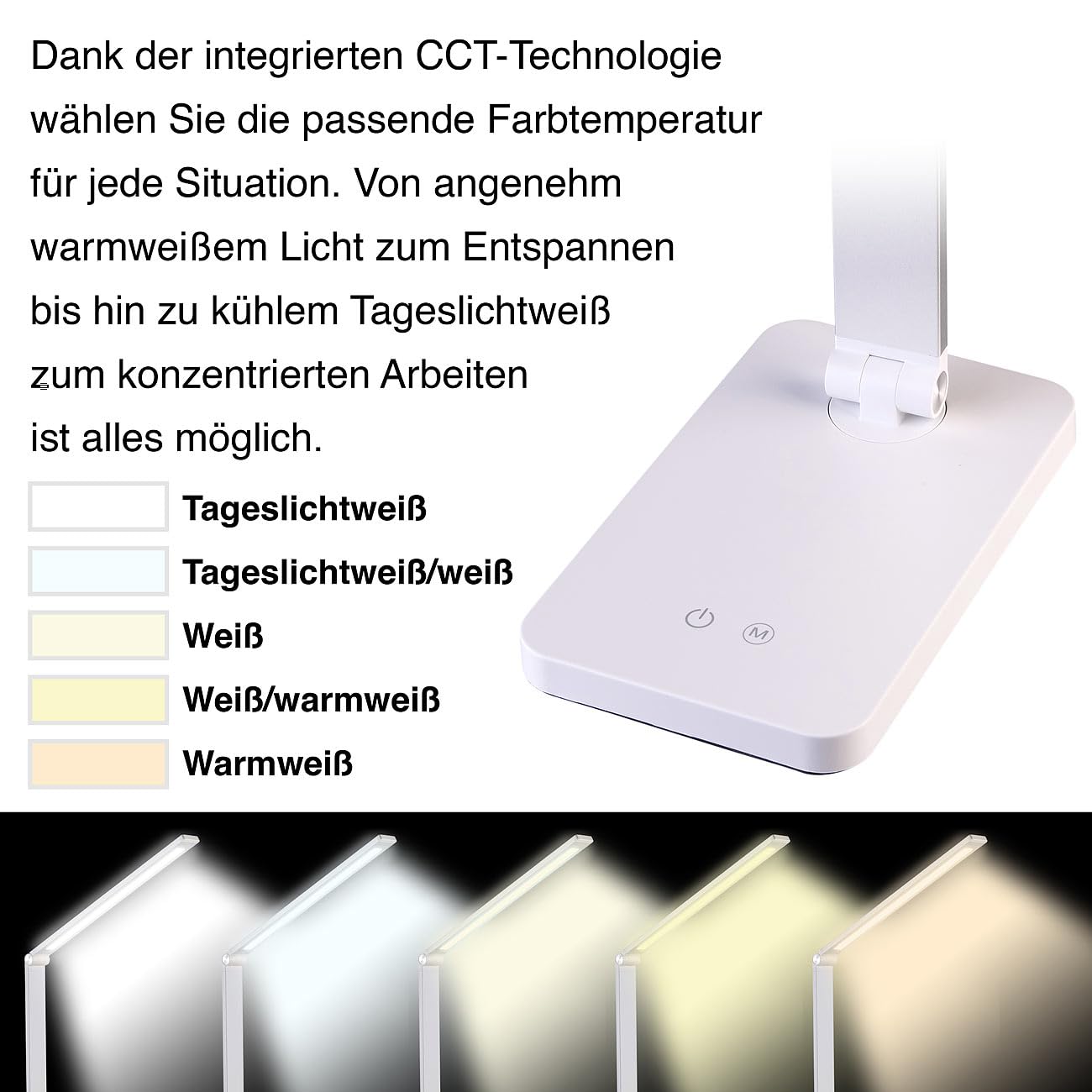 Lunartec Innenbeleuchtung Alu-Schreibtischlampe silberweiß 660lm