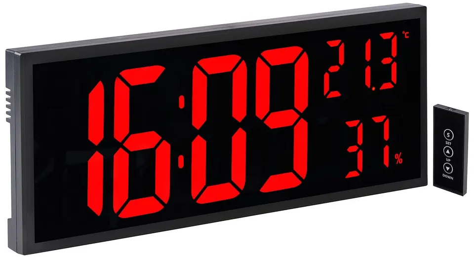 Lunartec LED-Uhren Digitale Wanduhr Jumbo 12 cm rot mit Thermometer