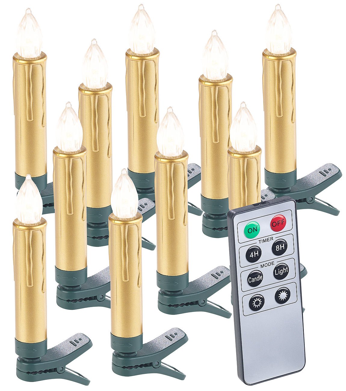 Lunartec LED-Weihnachtskerzen 10er gold Fernbedienung