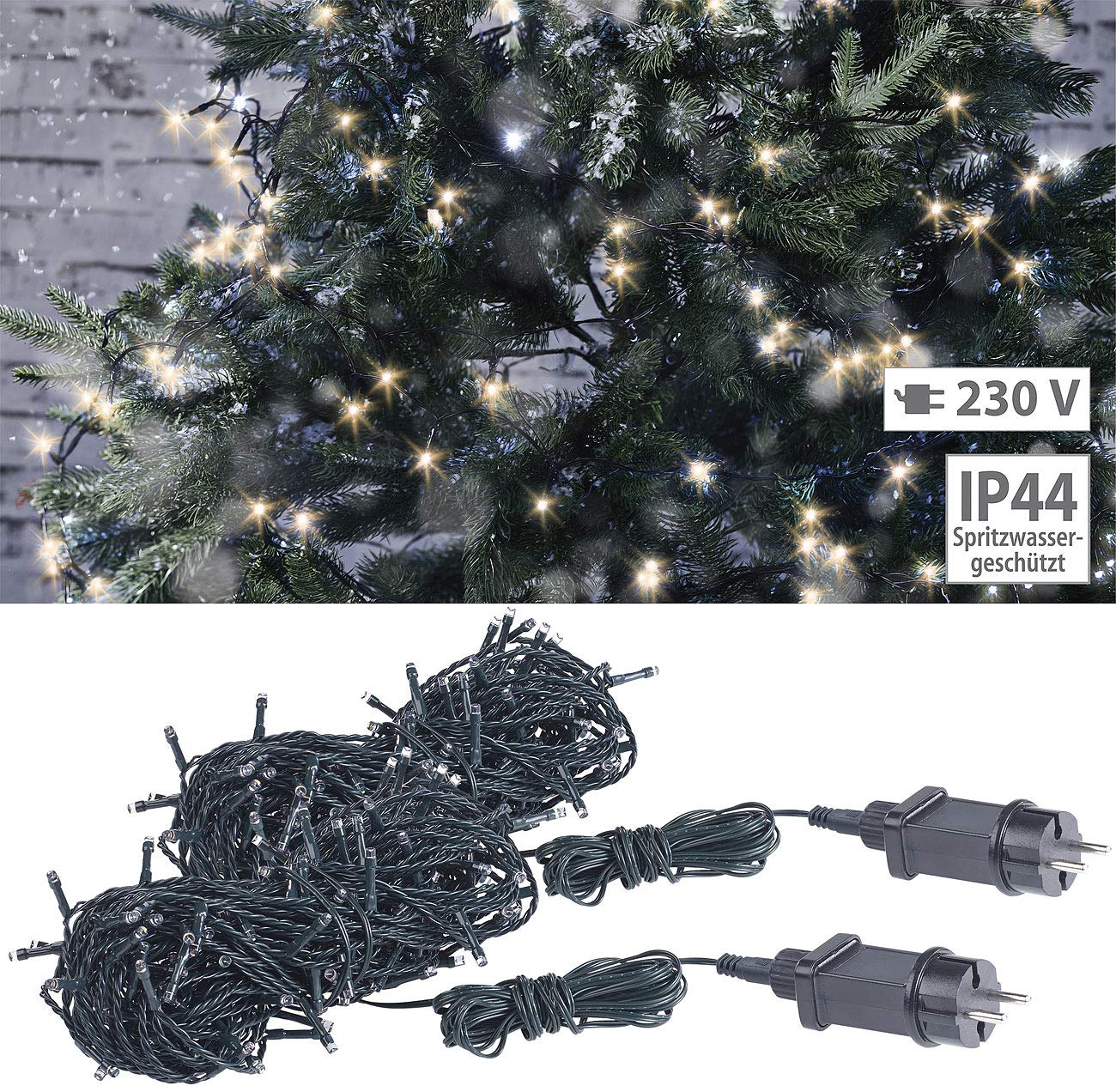 Lunartec Licht-Dekoration LED-Lichterkette warmweiß 2er-Set 160 LEDs