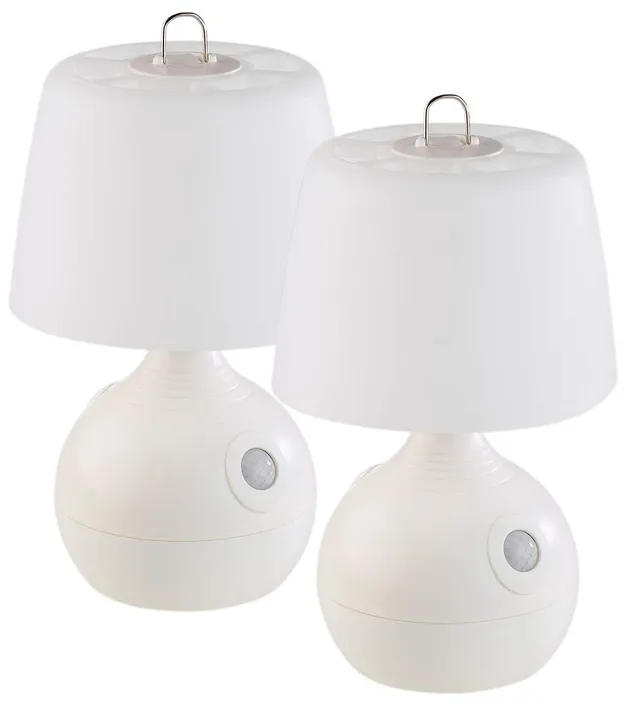 Lunartec Innenbeleuchtung LED-Tischlampe PIR-Sensor 2er-Set