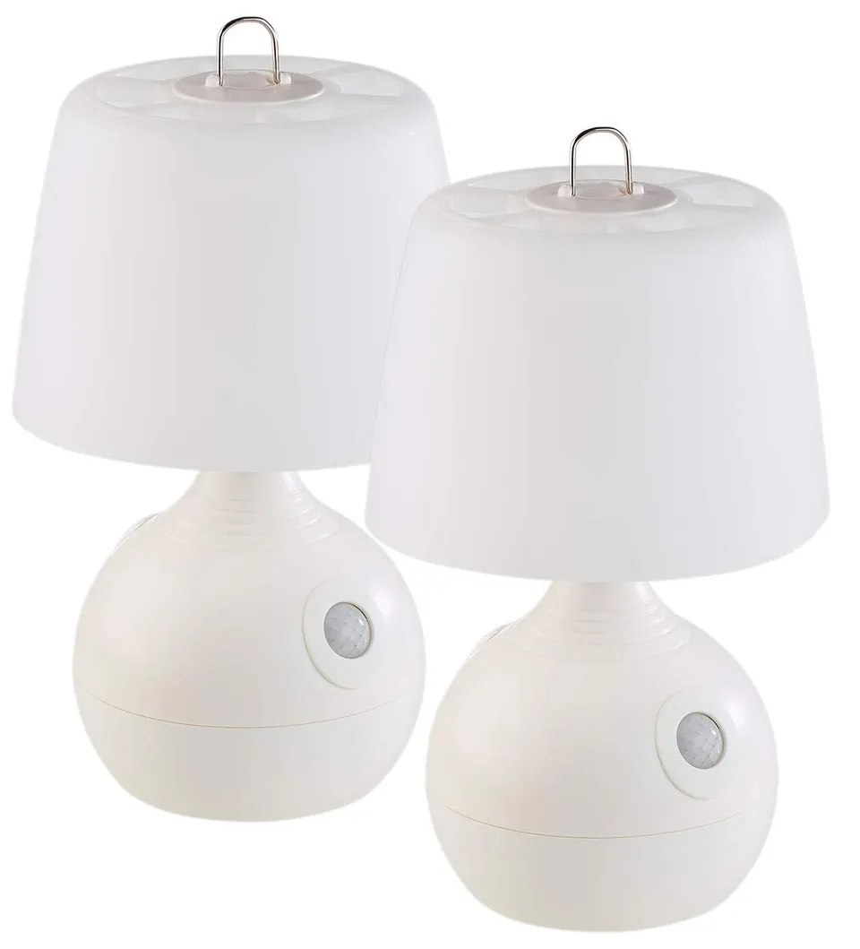 Lunartec Innenbeleuchtung LED-Tischlampe PIR-Sensor 2er-Set