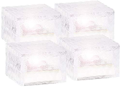Lunartec Solar-Glasbaustein LED klein 7x7 cm 4er-Set