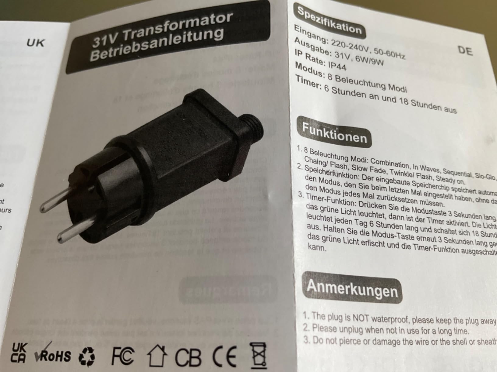 Lunartec Licht-Dekoration LED Büschellichterkette warmweiß 6 m 600 LEDs