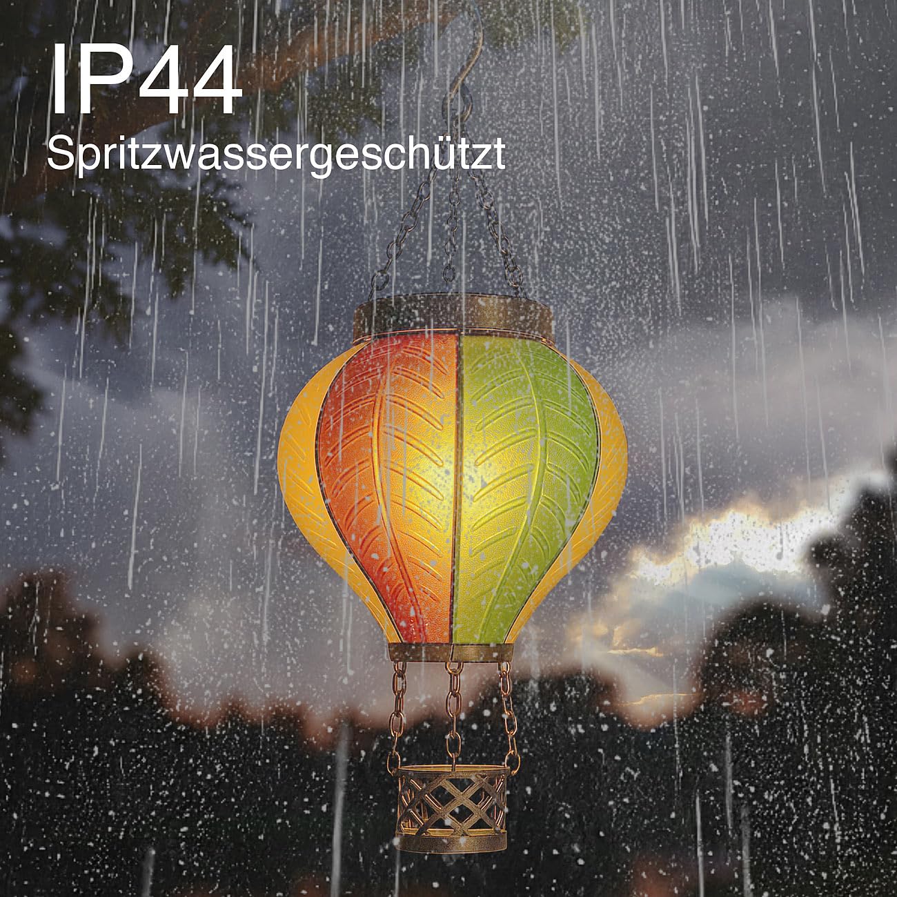 Lunartec Licht-Dekoration Solar-Laterne Heißluftballon 2er-Set zum Hängen