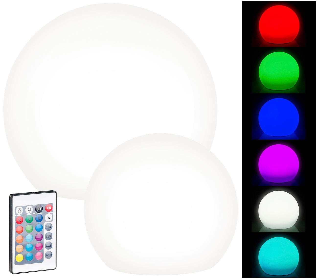 Lunartec Licht-Dekoration Solar-Leuchtkugel 20+30cm RGB 2er