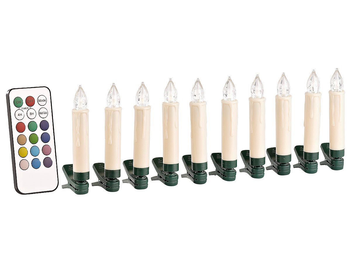 Lunartec Licht-Dekoration Baumkerzen RGB 20er-Set Timer