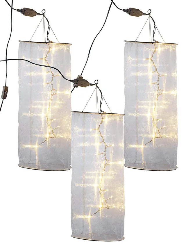 Lunartec Licht-Dekoration Organza-Lichtschlauch 3er-Set warmweiß