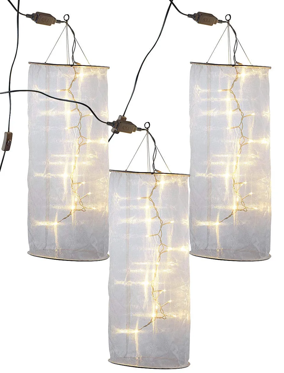 Lunartec Licht-Dekoration Organza-Lichtschlauch 3er-Set warmweiß