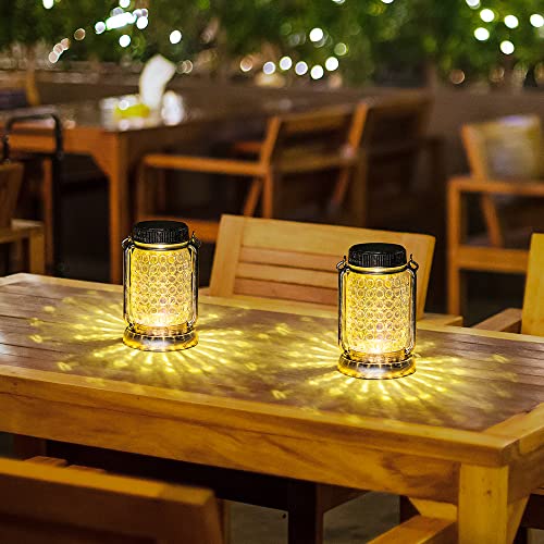 Bxroiu Solar Laterne Glas warmweiß 2er-Set mit Erdspieß