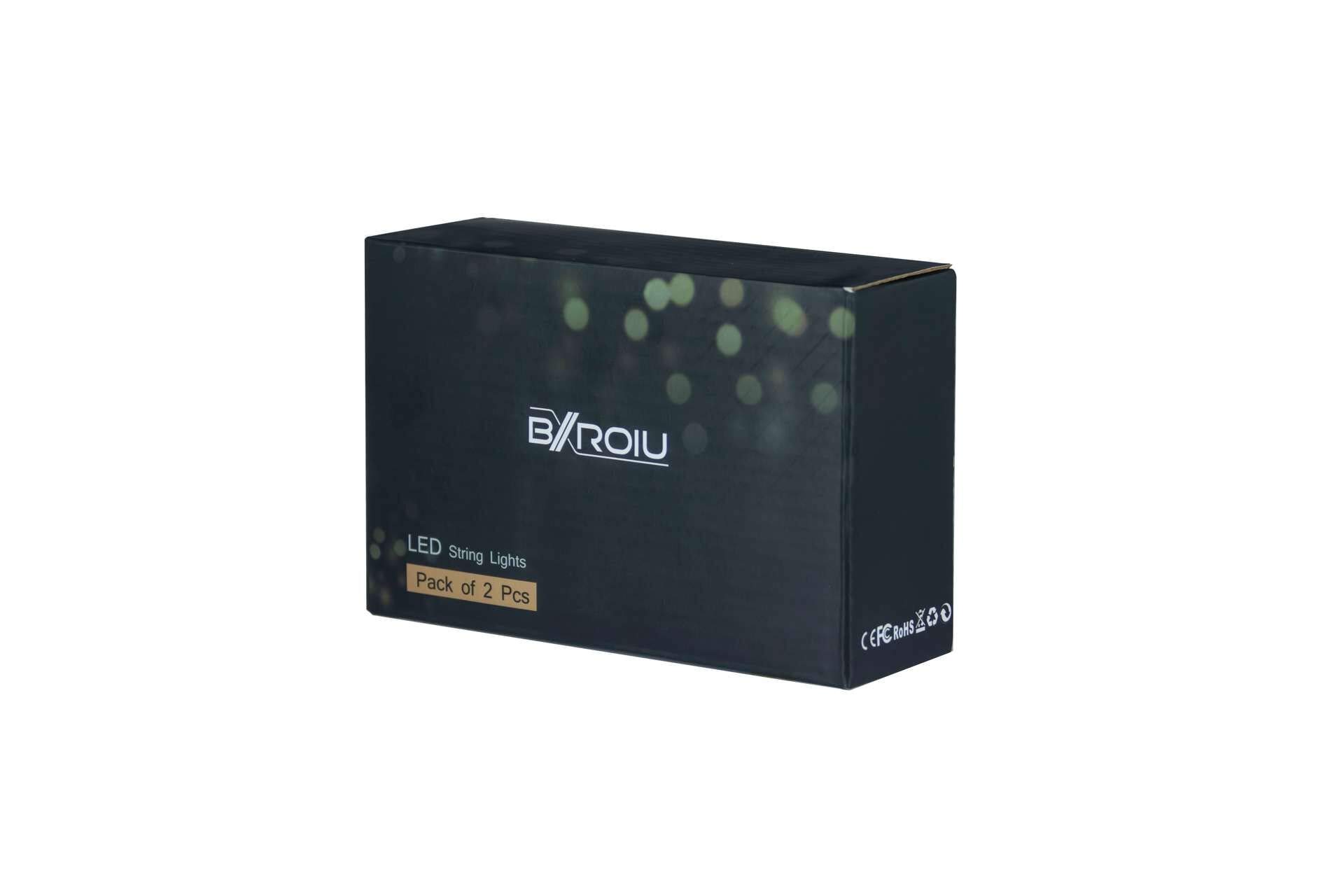 Bxroiu Lichterkette LED-Lichterkette bunt 2er-Set 5m Timer