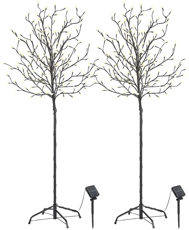 Lunartec Licht-Dekoration Solar-Lichterbaum 150cm 2er-Set weiß