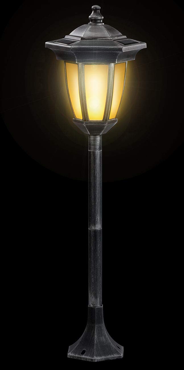 Lunartec Außenbeleuchtung Gartenlaterne Solar 64 cm Flammeneffekt